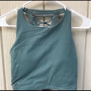 Green crop sports bra